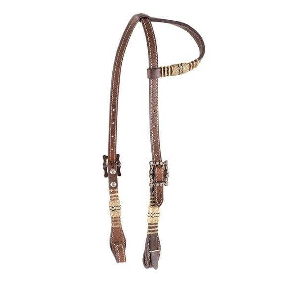 CASHEL Chocolate Slip Ear Headstall with Rawhide Trim (SA-HFCR)