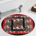 thumbnail image 1 of CASINO RED QUEEN OF HEARTS PATTERN RED-BLACK ART Round Carpet Circle Rug Outdoor Patio Area Rug Washable Large Area Rugs Hallway Room Decor Fitness Mats, 1 of 8