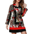 thumbnail image 1 of CASINO RED QUEEN OF HEARTS PATTERN RED-BLACK ART Night Robe Long Sleeve V Neck Robe With Belt Women's Sleepwear Dresses, 1 of 9
