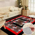 thumbnail image 1 of CASINO RED QUEEN OF HEARTS PATTERN RED-BLACK ART Soft Large Area Rugs Washable Rug With Non-Slip Backing Carpet For Living Room Bedroom Kitchen, 1 of 6