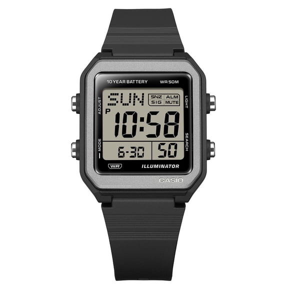 CASIO BLACK DIGITAL RESIN 10 YR BATTERY 50M WR W221H-1AVKC