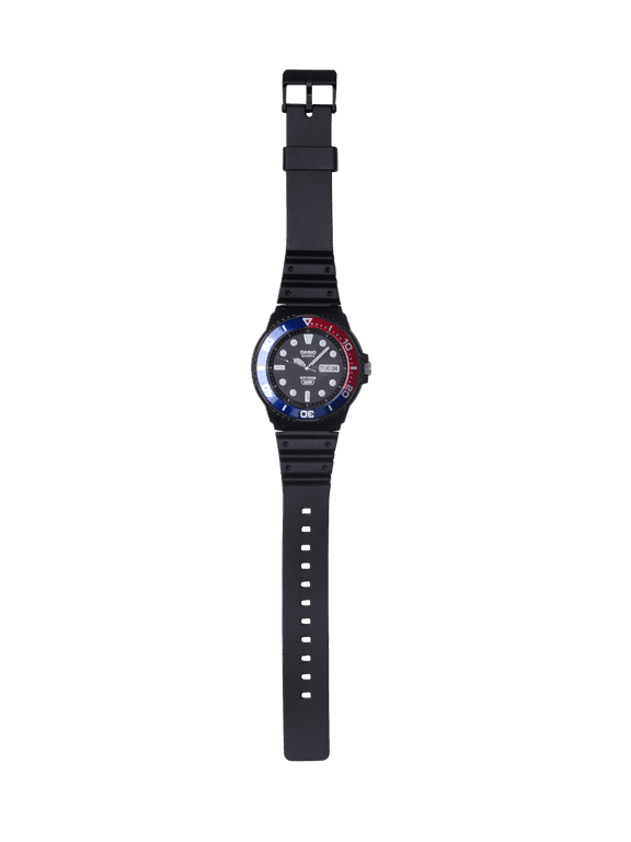 Mens Analog Wristwatch Marine Design 100M Wr 3Yr Battery Red & Blue