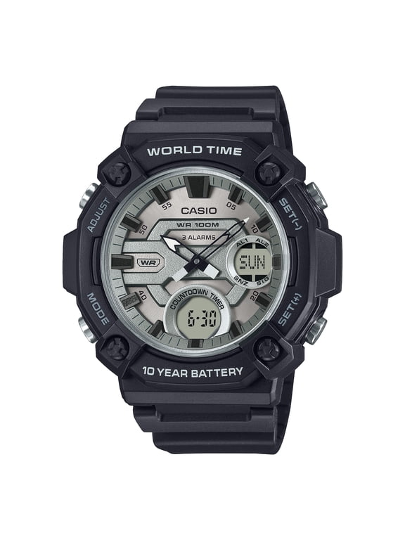 Mens Chronograph Wristwatch 100M Water Resistant 10-Yr Battery White & Black