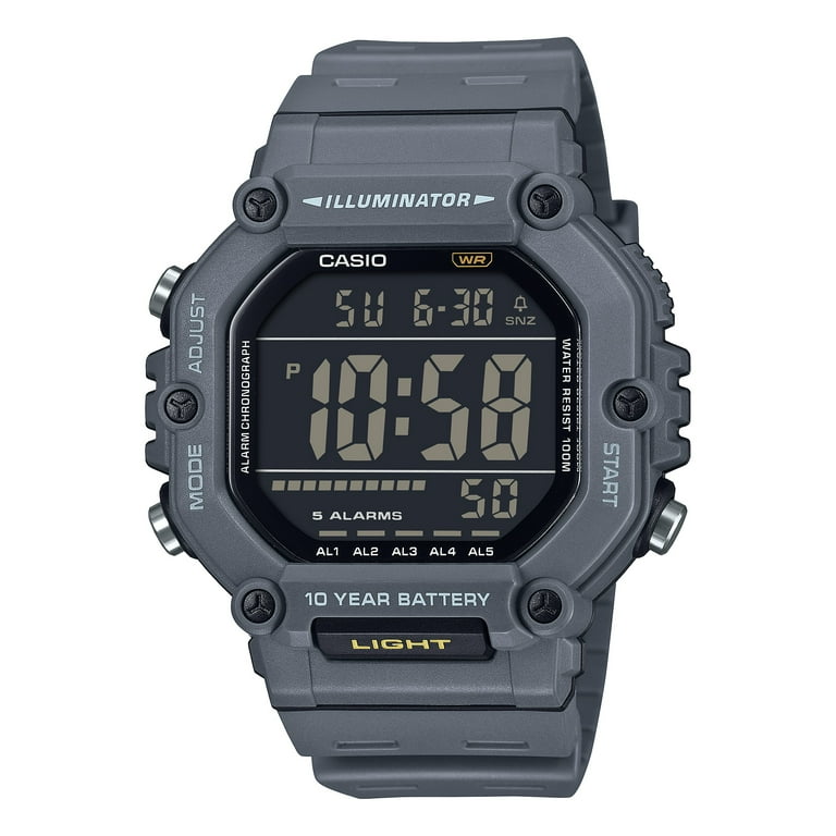 Casio Mens Digital Wristwatch Large Lcd 10-Yr Battery 100M Wr