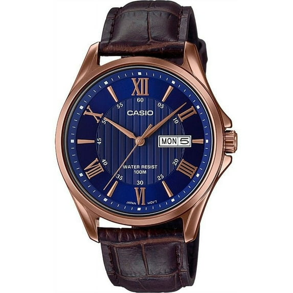 CASIO MTP1384L-2A BROWN Gen Leather/Roman Numbers Mens Watch