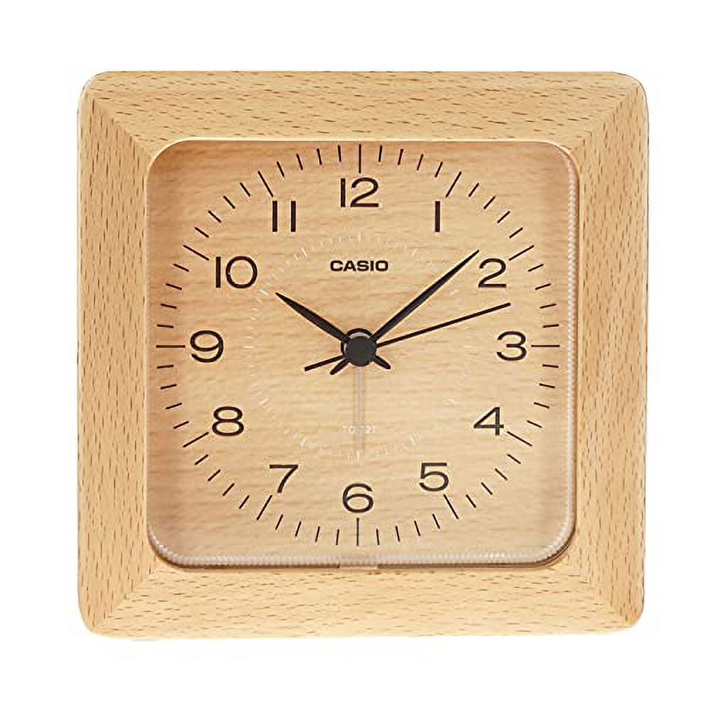 CASIO table clock brown analog natural wooden frame with light TQ121