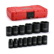 CASOMAM 14 Pieces 1/2-inch Drive Shallow Impact Socket Set, Metric, 6-Point, 11mm to 32mm