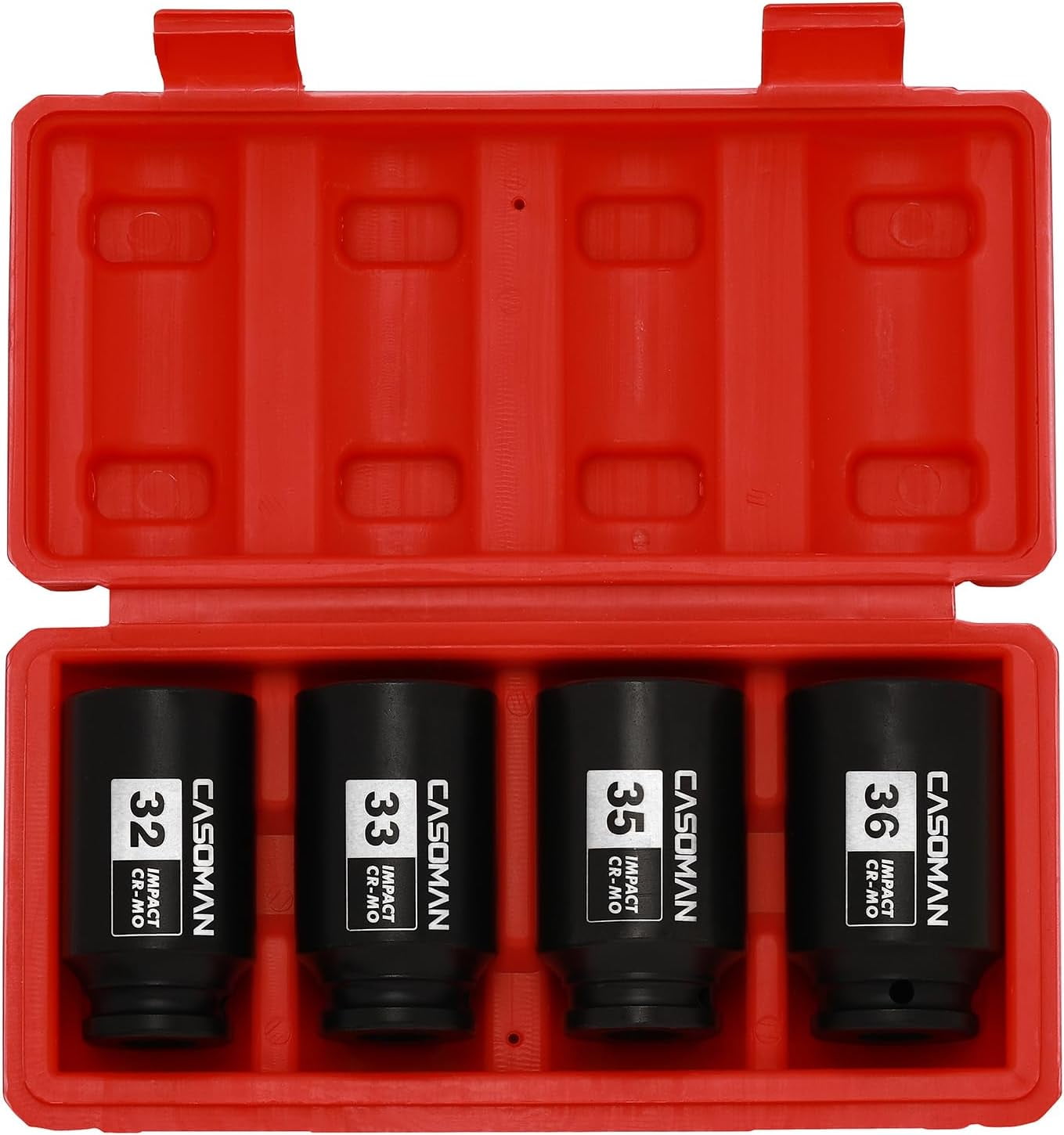 CASOMAN 1/2-inch Drive Deep Spindle Axle Nut Impact Socket Set, 6 Point ...