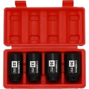 1/2-inch Drive Deep Spindle Axle Nut Impact Socket Set, 6 Point, Cr-Mo,32,33,35,36mm, 4Pcs 1/2 inch Impact Socket Set, Heavy Duty Use In Removing And Installing Axle Nuts