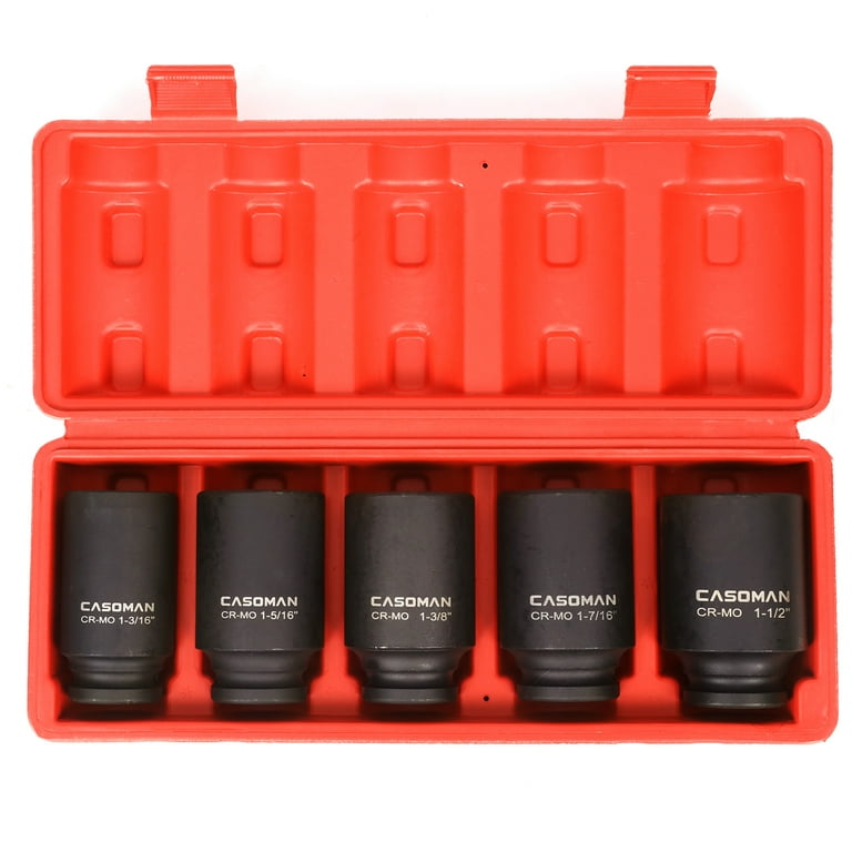 1/2 in. Drive 1-3/16 - 1-1/2 in. 6-Point Deep Impact Socket Set (5-Piece) 1/2 in. Drive 1-3/16 - 1-1/2 in. 6-Point Deep Impact Socket Set (5-Piece)