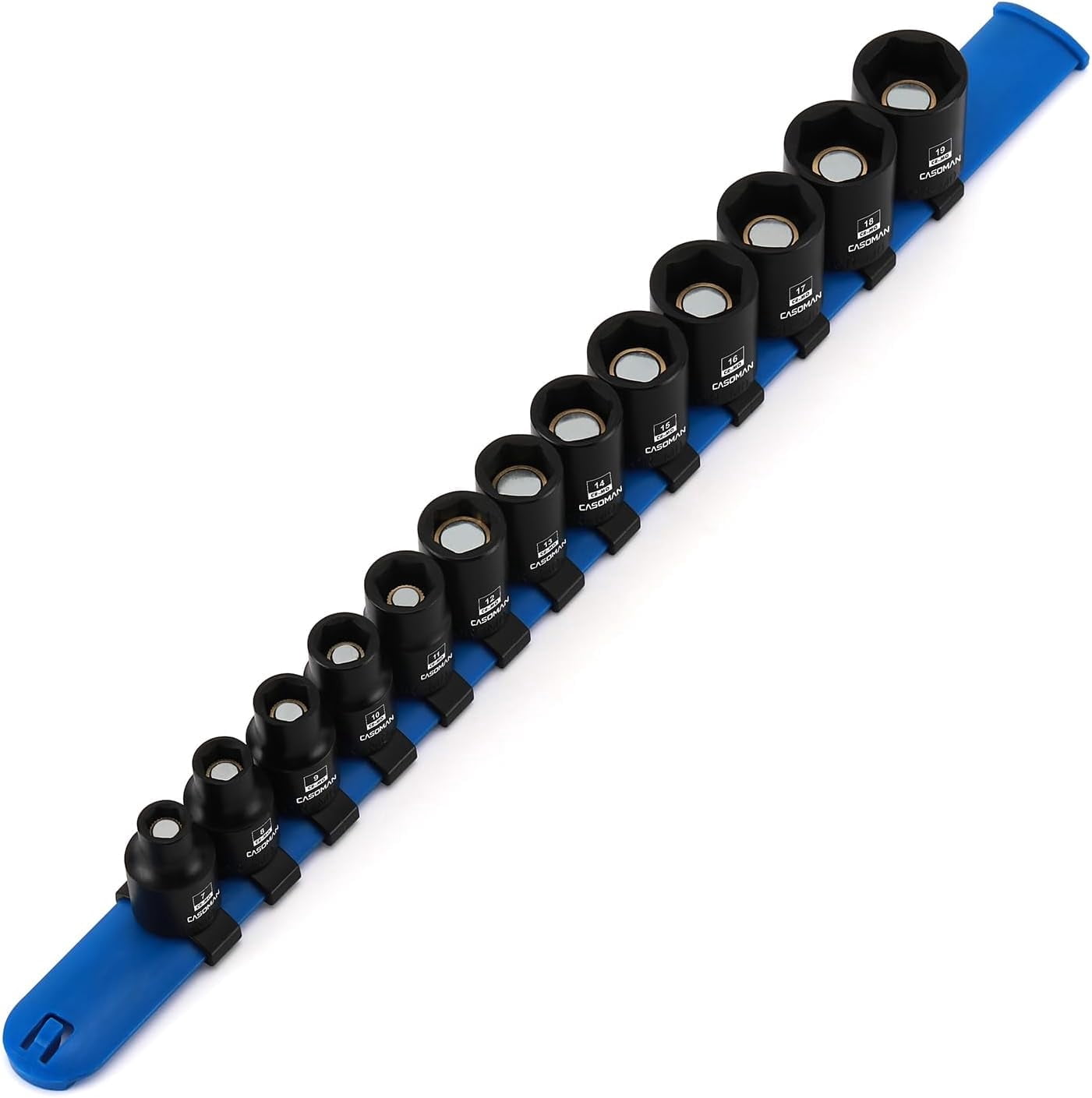 13PCS 3/8"Drive Magnetic Socket Set, Shallow, 6-Point, Metric, 7mm to 19mm, CR-MO