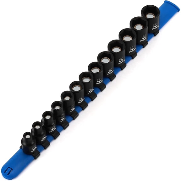 CASOMAN 13PCS 3/8"Drive Magnetic Socket Set, Shallow, 6-Point, Metric, 7mm to 19mm, CR-MO