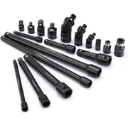 CASOMAN 18-Piece Drive Tool Accessory Set, Premium CR-V Steel with Black Phosphate Finish, Includes Socket Adapters, Extensions and Universal Joints and Impact Coupler, Professional Socket Accessories