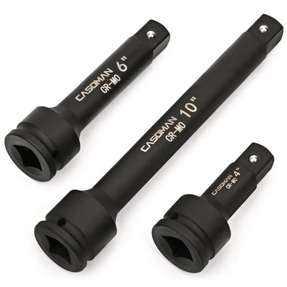 CASOMAN 3/4" Drive Impact Extension Bar, Cr-Mo Steel, 4", 6", 10"ext. bar