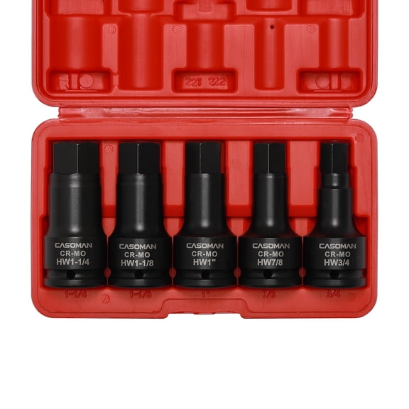 3/4" Drive Master Impact Hex Bit Set, 5-Piece, SAE, 3/4", 7/8", 1", 1-1/8", 1-1/4", CR-MO