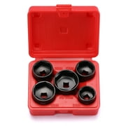 CASOMAN 5 Pieces 3/8" Drive Low Profile Oil Filter Socket Set, Oil Filter Cap Remover and Installer Tool Set, 6 Point, 24mm 27mm, 29mm, 32mm, 36mm, CR-V