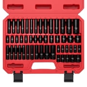 CASOMAN 50-Piece 1/4" Drive Master Impact Socket Set, SAE & Metric, 6 Point, Standard & Deep, Chrome Vanadium Steel, Black Phosphate Finish