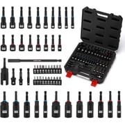 CASOMAN 55-Piece Magnetic Nut Driver Set for Impact Drill, Deep & Shallow, Metric & SAE, Includes Screwdriver Bits, Bit Extension Bar, Socket Adapters & Wing Nut Driver