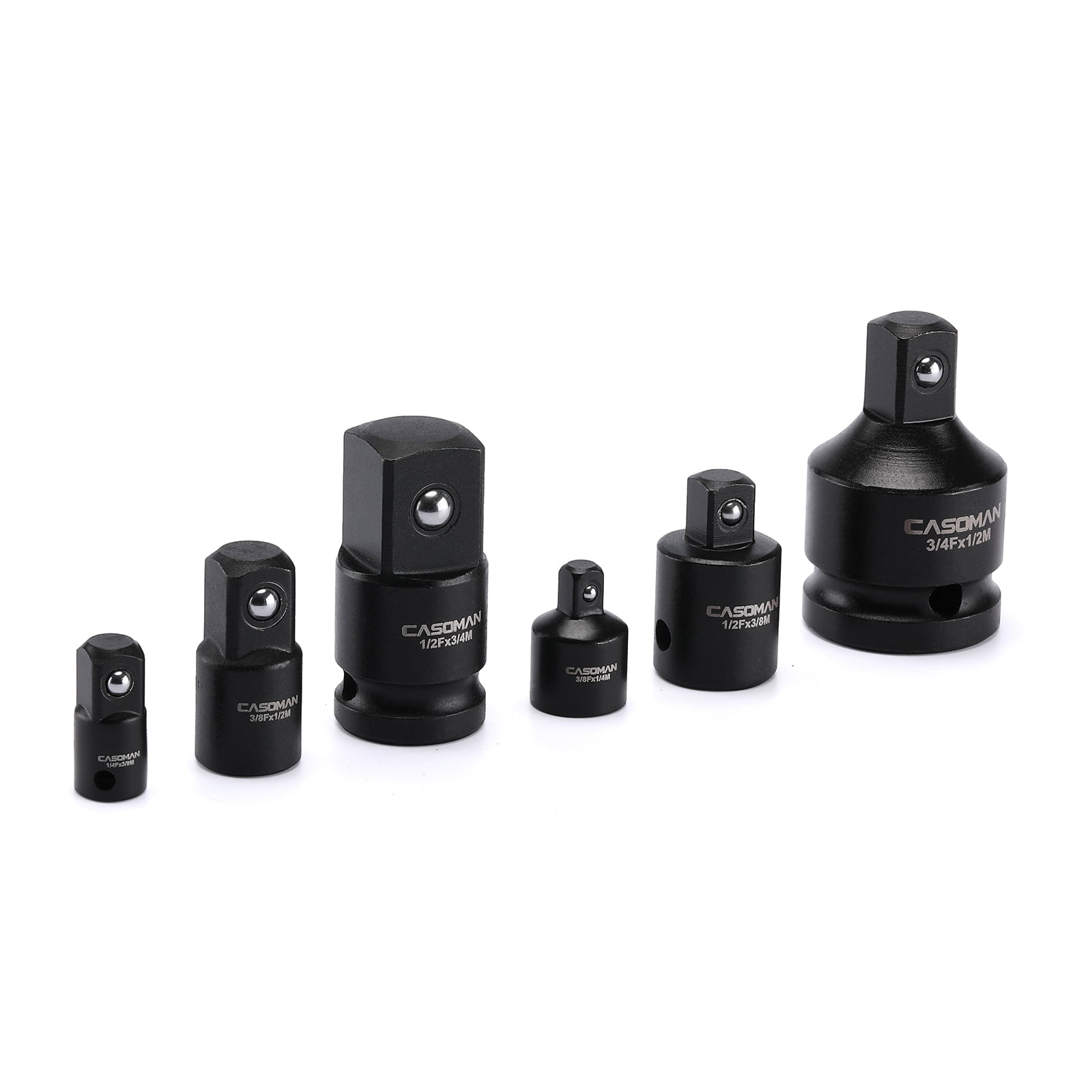 4 Piece Impact Socket Adapter & Reducer Set - 1/4" To 3/8" To 1/2" Drive Conversions - Chrome Molybdenum Steel