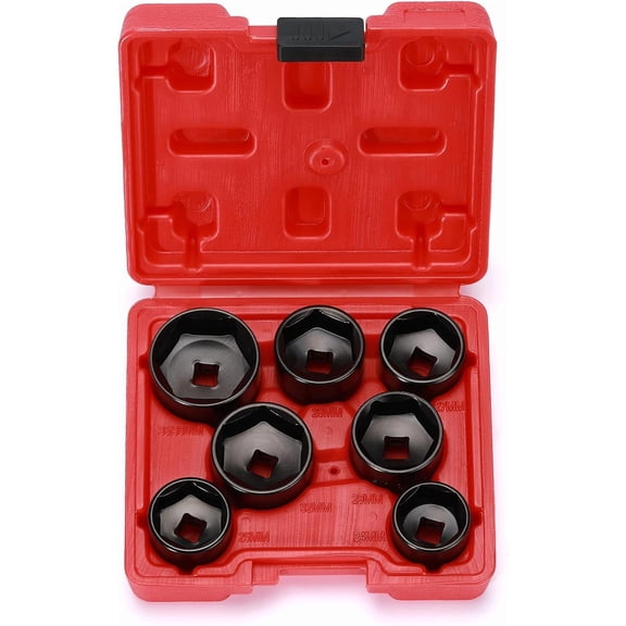 CASOMAN 7 Pieces 3/8" Drive Low Profile Oil Filter Socket Set, Oil Filter Cap Remover and Installer Tool Set, 6 Point, 24mm, 25mm, 27mm, 28mm, 29mm, 32mm, 36mm, CR-V