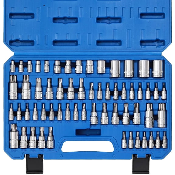 CASOMAN Master Torx Bit Socket and External Torx Socket Set, 60-Piece Set, S2 and Cr-V Steel E4-E24, T6-T70,TT6-TT70,TP8-TP60