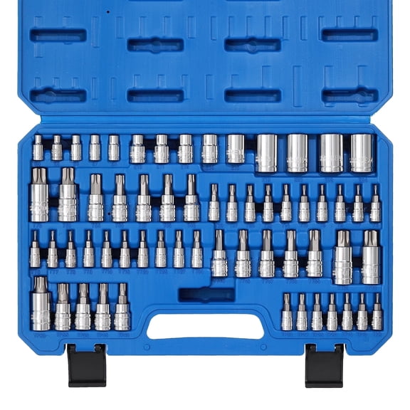 CASOMAN 60-Piece Master Torx Bit Socket and External Torx Socket Set, S2 & Cr-V Steel, Mirror Finish, E4-E24, T6-T70, TT6-TT70, TP8-TP60, with Storage Case