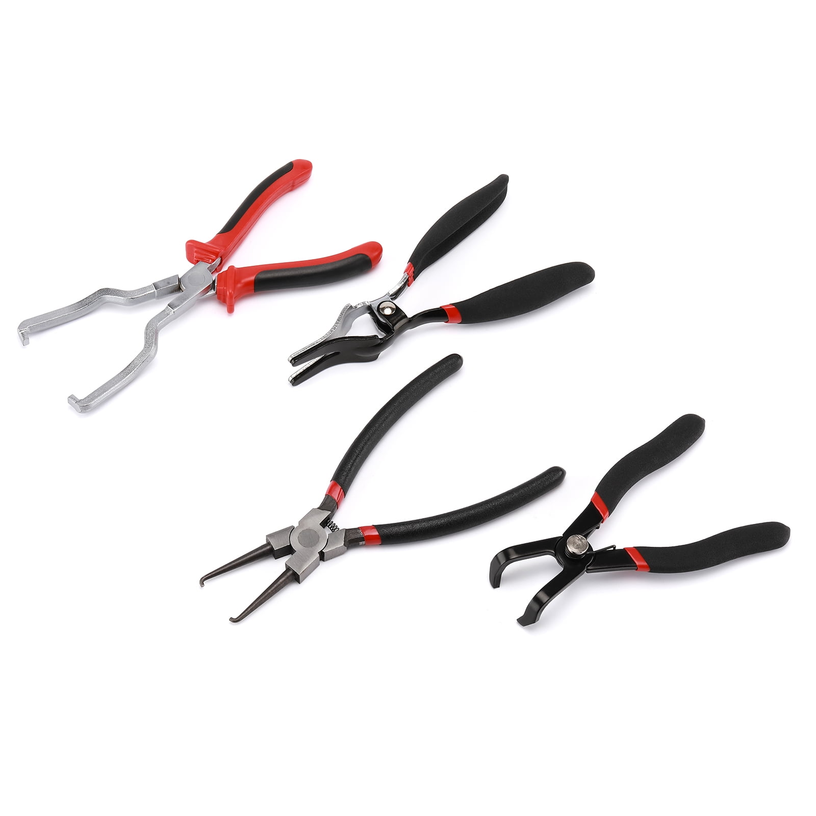 CASOMAN PRO 4PCS Fuel Line Pliers Set, Hose Remover Pliers, 9 Inch Fuel Filter Caliper, Hose Pipe Clamp Clip, 80 Degree Disconnect Pliers Set for Auto Maintenance