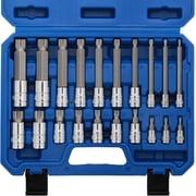 CASOMAN Spline Tip Bit Socket & XZN Triple Square Spline Bit Socket Set, 1/2 & 3/8 & 1/4-Inch Drive, 20-Piece Set, M4-M18, 12 Point Tamper Proof, CR-V & S2 Steel