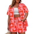 thumbnail image 1 of CASSIE LIZ 2 Piece Outfit for Women 3X Short Sleeve Plus Size Lounge Sets Summer Beach Short Vacation Clothing Hot Pink Hawaii Shirts 3XL 22W 24W, 1 of 7