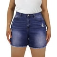 thumbnail image 1 of CASSIE LIZ Destructed Shortie Shorts Jeans Pants (Women's), Dark Blue, 1 of 3