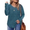 thumbnail image 1 of CASSIE LIZ Fall Tops For Womens Plus Size 4X Long Sleeve Casual V Neck Lightweight Blue Sweatshirts Pullover Trendy Tunics Sweaters Winter 4XL 24W 26W, 1 of 6