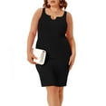 thumbnail image 1 of CASSIE LIZ Ladies Plus Size Dress 4X Plain Bodycon Dress Black Round Notched Neck Sleeveless Tank Dress Casual Fits Dress For Summer 4XL 24W 26W, 1 of 5