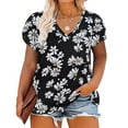 thumbnail image 1 of CASSIE LIZ Plus Size Shirts for Women 4X Black Floral Short Sleeve Tops Spring Fashion Clothes V Neck Puff Daisy Tee Shirts Casual Loose Fit Blouses Summer Tunics 4XL 24W 26W, 1 of 4