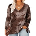 thumbnail image 1 of CASSIE LIZ Plus Size Sweatshirts 5X Long Sleeve Womens Tie Dye Tops Fall V Neck Brown Shirts Fashion Tee Loose Fit Tunics Winter Blouses Casual Slit Hem Pullovers 5XL 26W 28W, 1 of 6