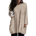 thumbnail image 1 of CASSIE LIZ Plus Size Shirts 4X Long Sleeve Womens Tops Fall Crew Neck Khaki Sweatshirts Fashion Knit Tee Loose Fit Tunics Winter Blouses Casual Oversized Pullovers with Pocket 4XL 24W 26W, 1 of 6