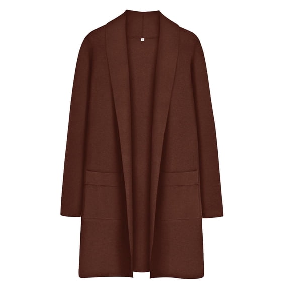 CASSIE LIZ Plus Size Coats 3X Womens Fall Trench Lightweight Brown Cardigan Sweaters Long Sleeve Open Front Winter Ladies Outerwear with Pocket 3XL 22W 24W