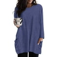 thumbnail image 1 of CASSIE LIZ Plus Size Sweatshirts 5X Long Sleeve Womens Tops Fall Crew Neck Blue Shirts Fashion Tee Loose Fit Tunics Winter Blouses Casual Oversized Pullovers with Pocket 5XL 26W 28W, 1 of 6