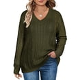 thumbnail image 1 of CASSIE LIZ Plus Size Sweaters For womens 3X Knitted Oversized V Neck Green Pullover Tops Trendy Fall Winter Outfits Soft and Warm 3XL 22W 24W, 1 of 8