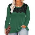 thumbnail image 1 of CASSIE LIZ Plus Size Sweatshirts 5X Long Sleeve Womens Tops Fall Crew Neck Dark Green Shirts Fashion Lace Loose Fit Tunics Winter Blouses Casual Pullovers 5XL 26W 28W, 1 of 7