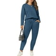 thumbnail image 1 of CASSIE LIZ Plus Size Outfits Blue Womens Pajamas 2 Piece Sets Fall Casual Lounge Long Sleeve Knit Winter Loose Fit Sweat Suits with Pocket XL 14W 16W, 1 of 11