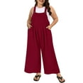 thumbnail image 1 of CASSIE LIZ Jumpsuit for Women Plus Size 2X Red Adjustable Strap Dressy Fall Casual Sleeveless Wide Leg Winter Knit Overalls Outfits Clothes with Pocket 2XL 18W 20W, 1 of 8