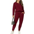 thumbnail image 1 of CASSIE LIZ Plus Size 2 Piece Outfits for Women 3X Red Pajamas Sets Fall Casual Lounge Long Sleeve Knit Winter Loose Fit Sweat Suits with Pocket 3XL 22W 24W, 1 of 10