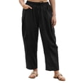 thumbnail image 1 of CASSIE LIZ Plus Size Pants Dress Wide Leg Crop Pleated Lounge Elastic High Waist Pants with Pockets Solid/Leopard (XL-5XL), 1 of 6