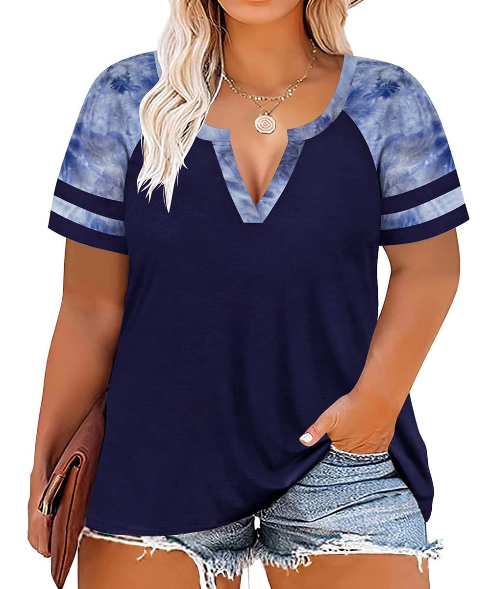 Plus Size Tie-Dye Tops For Women 3X – Short Sleeve Loose Fit T-Shirts In 22W/24W