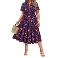 thumbnail image 1 of CASSIE LIZ Womens Plus Size Dresses 5X Casual Heart Navy Fall Dresses Fashion Midi Sundresses Short Sleeve Collared Elegant V Neck Dresses Loose Fit Summer Dress with Pocket 5XL 26W 28W, 1 of 4