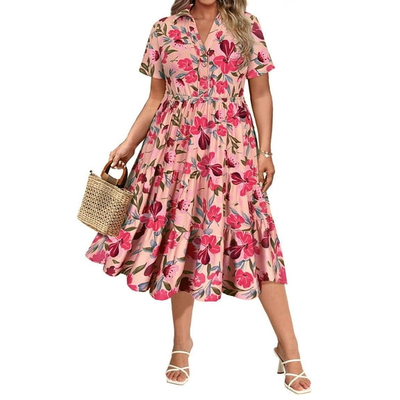 Pink Fall Dresses For Women 2026.Easter Dresses for Women Summer Clothes 2026 Fashion Cute Floral ...