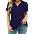 thumbnail image 1 of CASSIE LIZ Plus Size Shirts 3X Womens Summer Navy Blue Polo Shirts V Neck Ladies Shirts with Collar Fashion Business Short Sleeve Collared Shirts Casual Loose Fit Spring Tops 3XL 22W 24W, 1 of 7