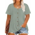 thumbnail image 1 of CASSIE LIZ Plus Size Shirts 5X Summer Womens Tops Green Crew Neck Fashion Short Sleeve Tee Loose Fit Tunics Spring Blouses Casual Pullover 5XL 26W 28W, 1 of 4