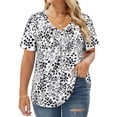 thumbnail image 1 of CASSIE LIZ Plus Size Short Sleeve Tops for Women Valentines Casual Black Love White 3X Swing Flowy Blouses V Neck Pullover Pleated Shirts Loose Fit Tee Spring Summer Tunics 3XL 22W 24W, 1 of 6