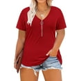 thumbnail image 1 of CASSIE LIZ Plus Size Tops 3X Summer Womens Shirts Red V Neck Fashion Short Sleeve Tee Loose Fit Tunics Spring Blouses Casual Pullover 3XL 22W 24W, 1 of 3